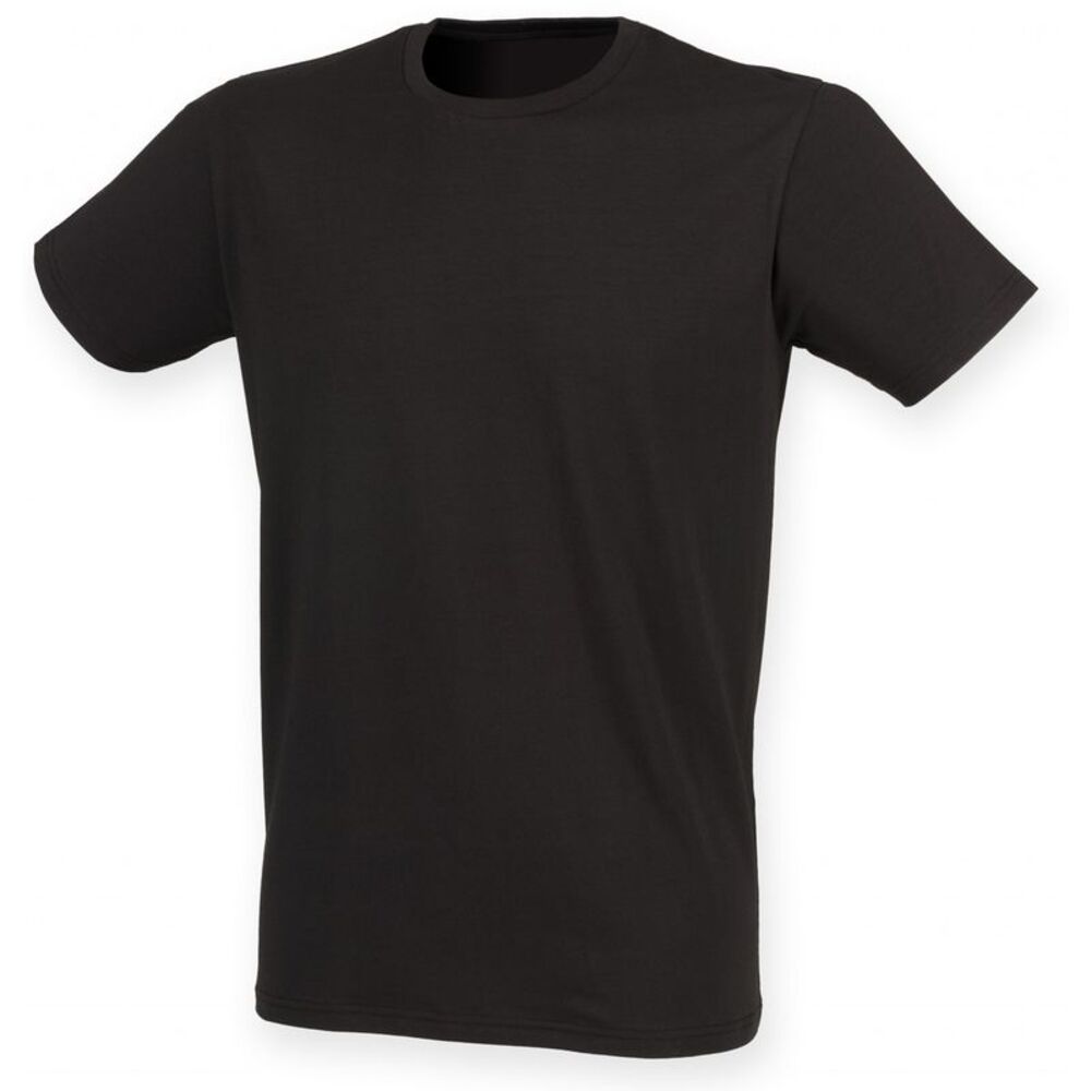 Skinni Fit Men Mens Feel Good Stretch Short Sleeve T-Shirt / Black